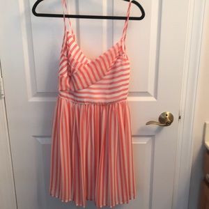 Orange and white striped dress
